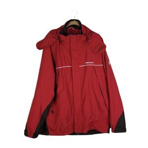 Timberland Weathergear Hooded Jacket Shell Only Red Vintage Mens Size Large